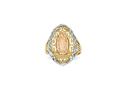 Three Tone Plated Lady Of Guadalupe Ring